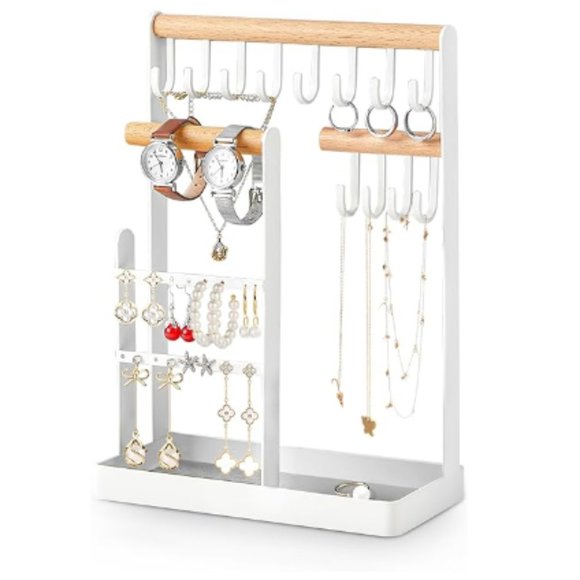 4-Tier Earring Holders & Necklace Towers - Jewelry Stand & Ring Tray - Picture 1 of 9